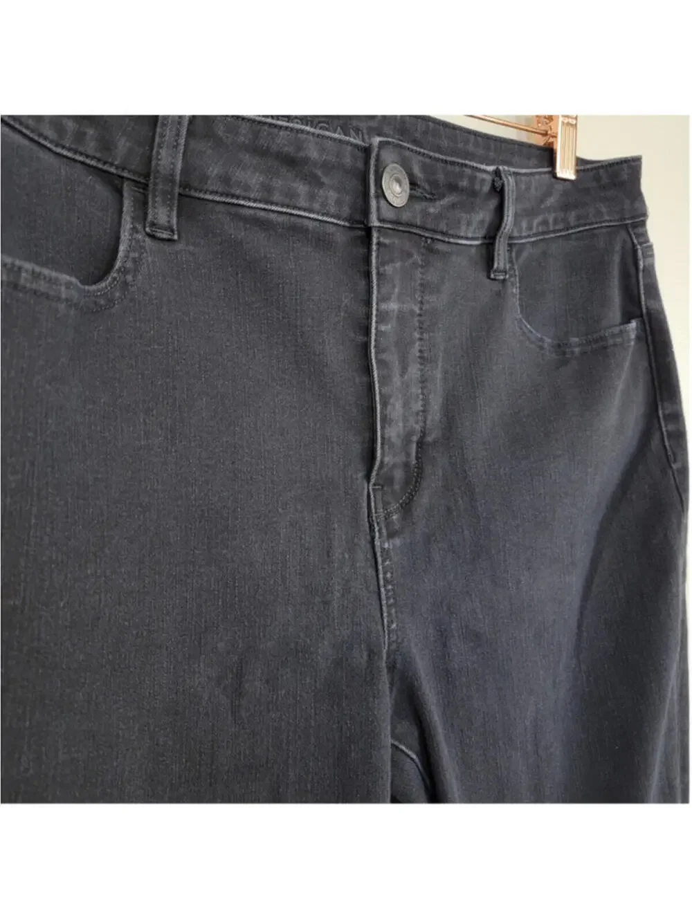 AE 16 American Eagle Skinny Dream Jeans Hi Rise Jeggings Black Super Stretch